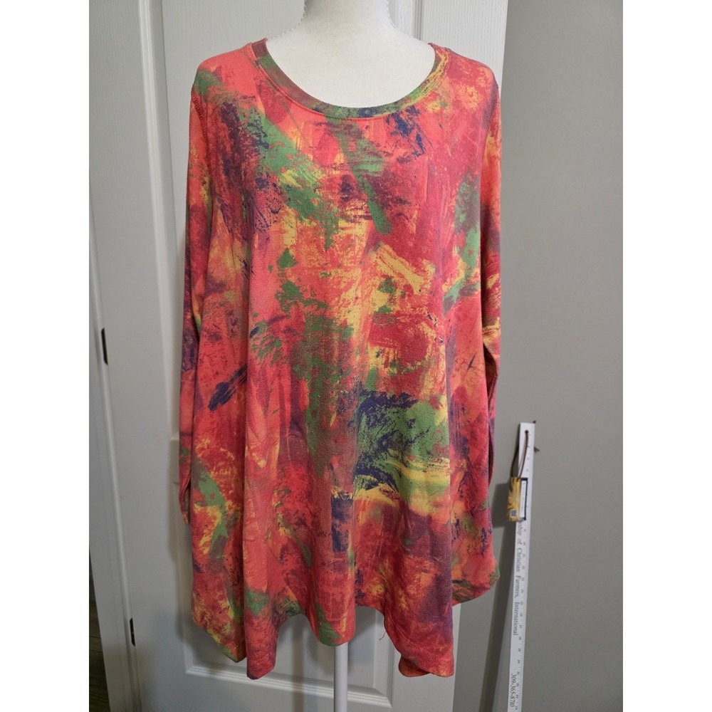 Vibrant Abstract Print Women's Tunic - Coral Multi
